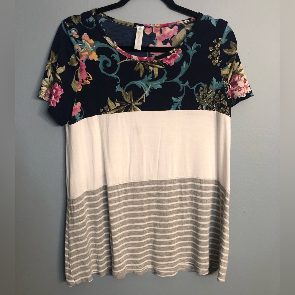 Boho Blue boutique Shirt Large
